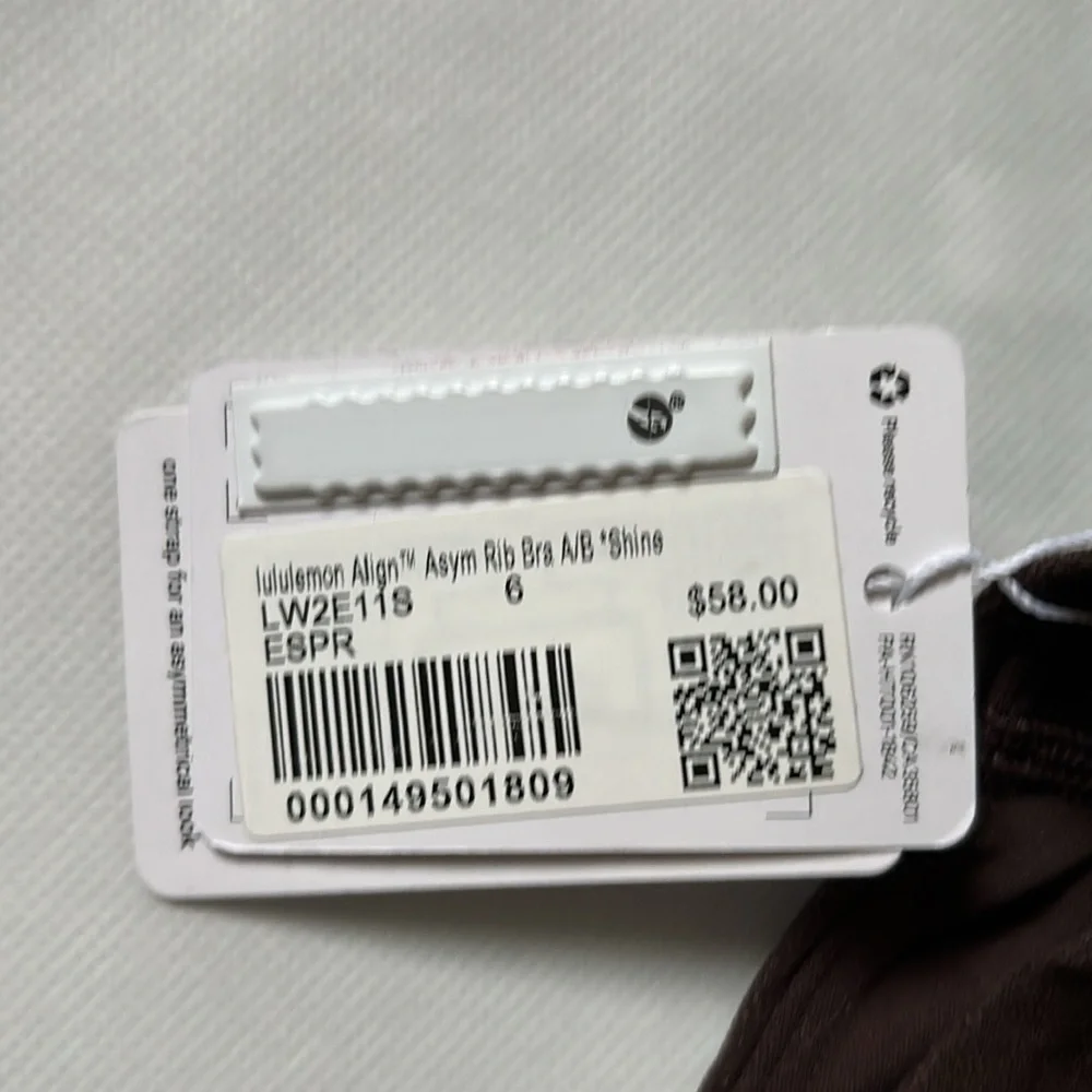 LULULEMON ALIGN ASYMMETRICAL RIBBED BRA *SHINE IN ESPRESSO SZ 6 NWT - Picture 6 of 8